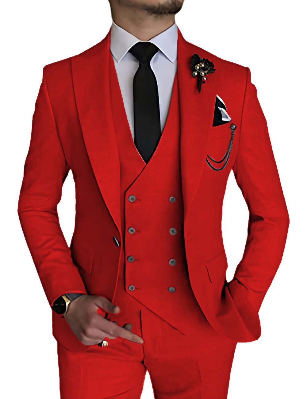 Herren 3-teiliger Anzug, maßgeschneidert, Hochzeit, Slim Fit, Business, Blazer, Jacke, Weste, Hose, Smoking | 101