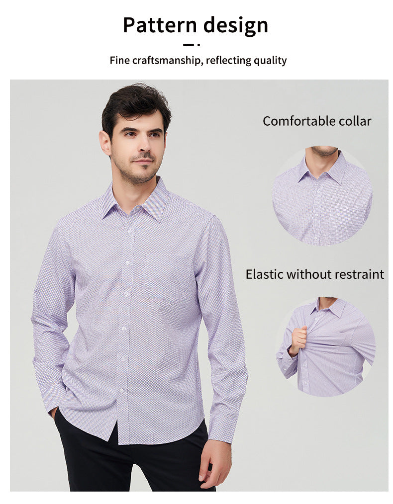 Herrenhemden Langarm Elastisch Falten Formelle Business Camisas Shirts | A7
