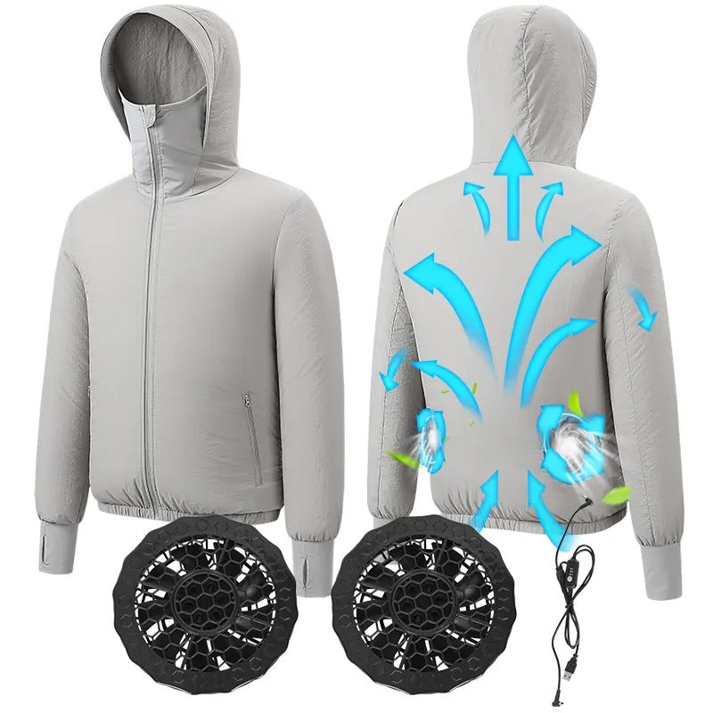 Smart Cooling Tragbare Sonnenschutzkleidung Sommer-Ventilatoranzug Klimaanlagen-Ventilatorjacke | 2362