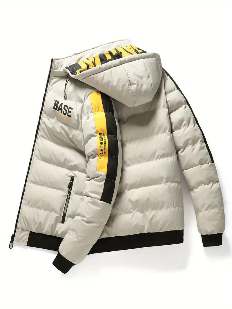 Herren Pufferjacke mit Kapuze, lässige Regular Fit Wintermantel Daunenjacke | 2021/TL