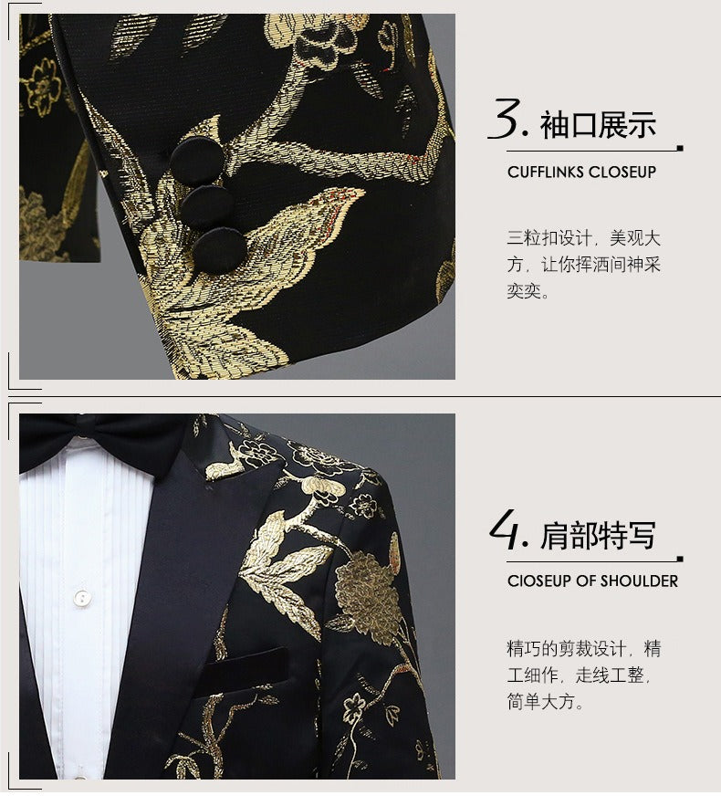Herren Jacquard Anzug Business Hochzeit Party Smoking Kleid Blazer Hose Slim Fit Smoking | 1003