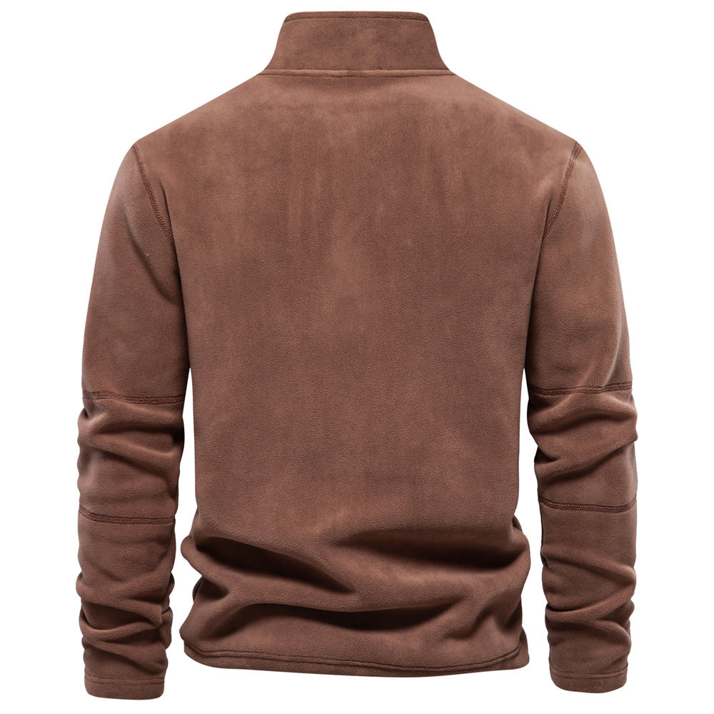 Herren Fleece Pullover Sweatshirts | Herbst-Winter 2025 Europa Mode | Half-Zip Stehkragen Tops | HD08