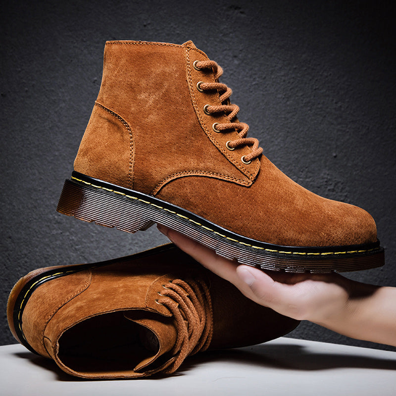 Britische Retro-Lederstiefeletten für Herren, modische Thermo-Outdoor-Schuhe | 8916