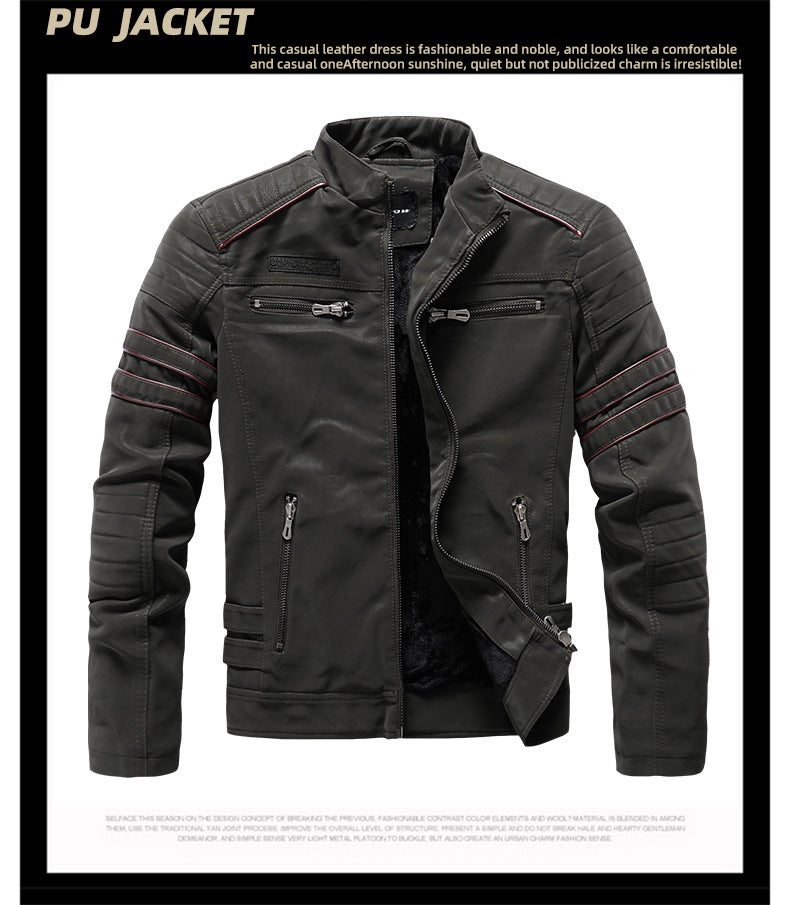 Herren PU-gebürstete weiche Wildlederjacke, modischer Blazer mit mehreren Stickereien | 8809