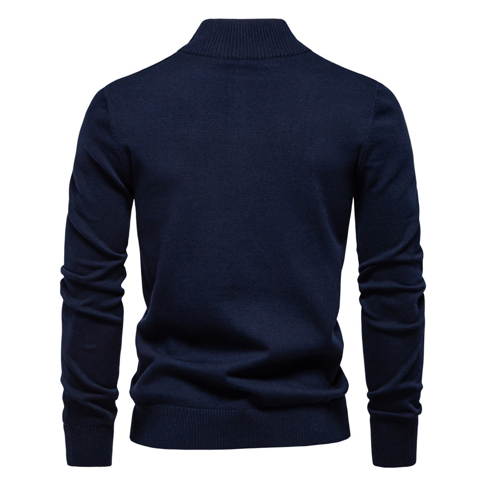 Winter-Rollkragenpullover aus Baumwolle mit Stehkragen, gerippter Business-Streifen für Herren | SW155