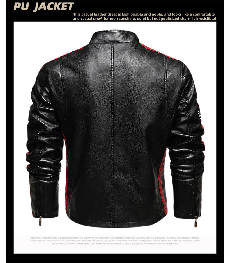 Herren PU Jacke Stehkragen Multi Pocket Pullover Blazer Kunstlederjacke | KH-188