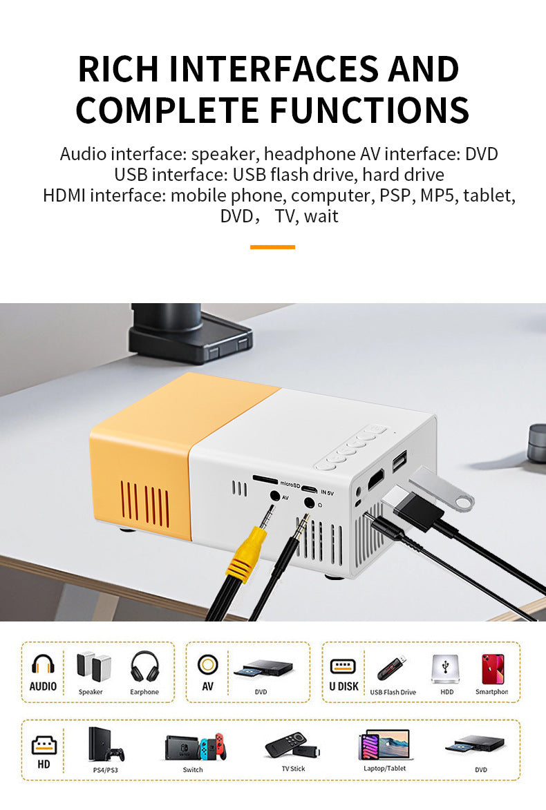 Mini-Projektor Kompaktes HD-Heimkino- und Multimediagerät | YG300