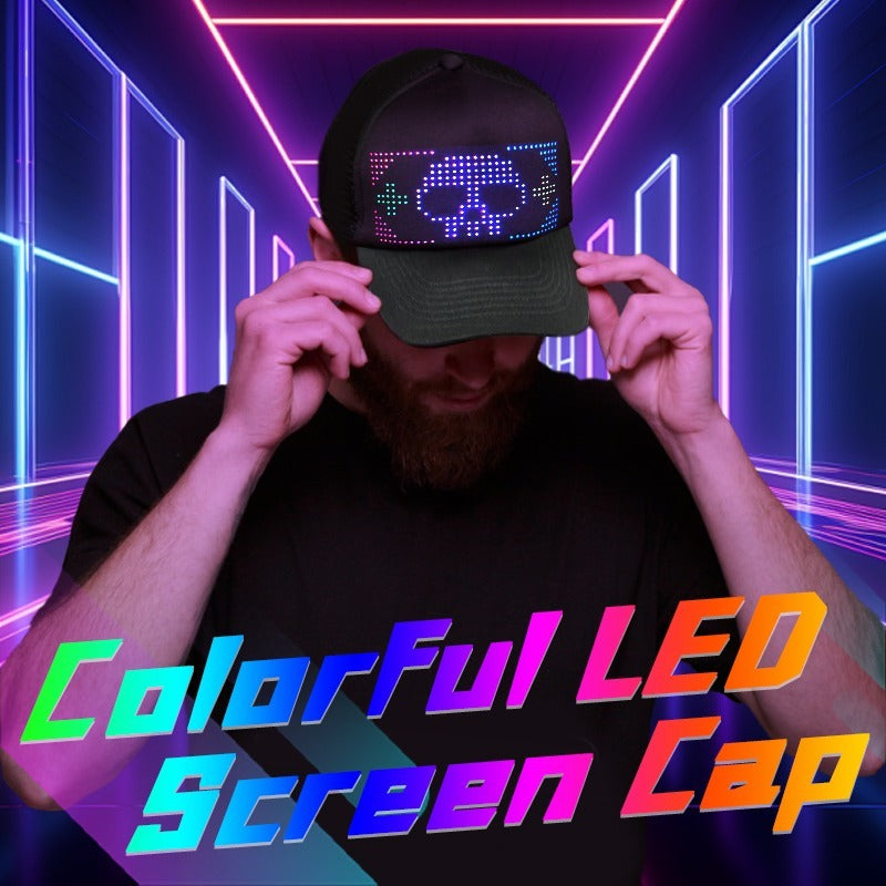 App-gesteuerte LED-Kappe Bluetooth Vollfarbdisplay Nachricht Wiederaufladbarer Hut Cooles Partykostüm | HMZ-005
