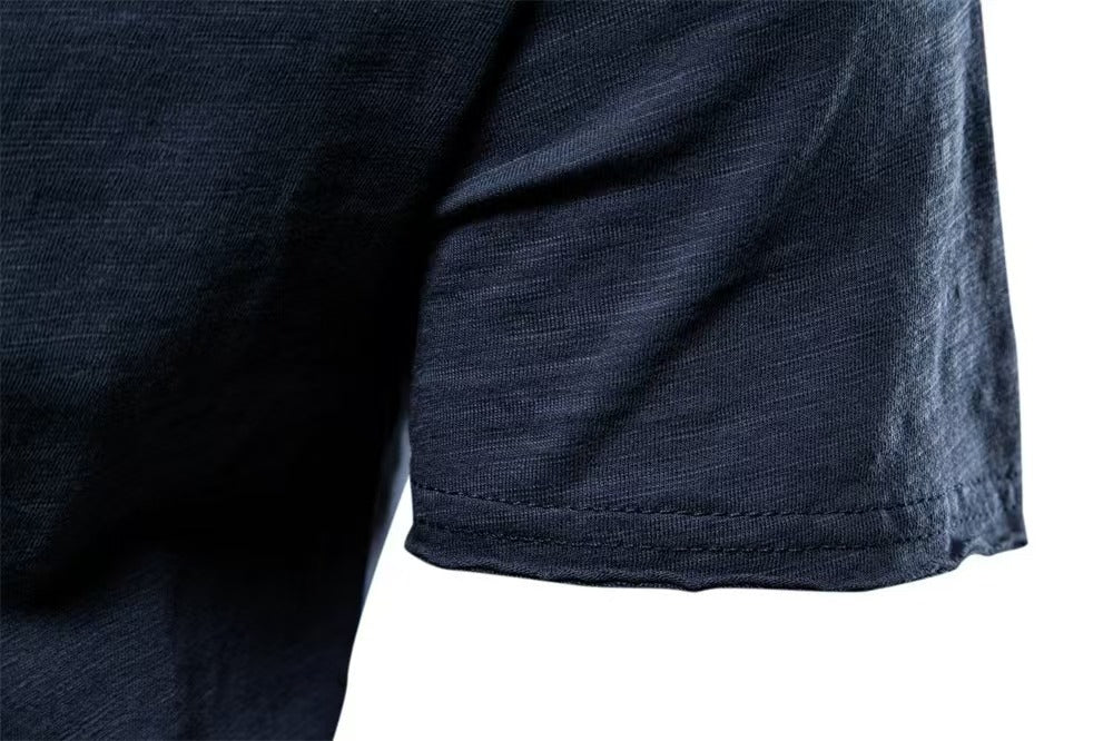 Herren T-Shirt mit tiefem V-Ausschnitt, 100 % Baumwolle, einfarbig, V-Kragen, hochwertiges Basic-T-Shirt | F037