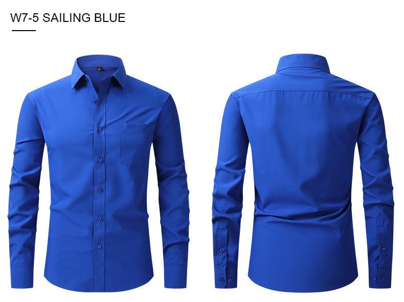 Herren Elastizität Formelles Hemd Langarm Hochzeit Slim Fit Bügelfreie Hemden Top | W7