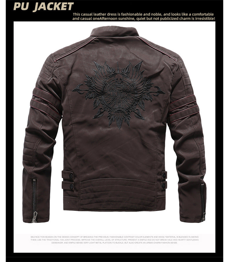 Herren PU-gebürstete weiche Wildlederjacke, modischer Blazer mit mehreren Stickereien | 8809