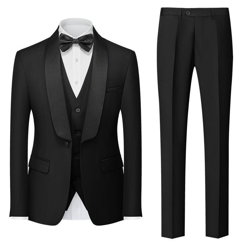 Herren Premium Anzug Casual Regular Smart Fit 3-teiliger Smoking für Abschlussbälle, Schalkragen, Hochzeitsfeier, Trauzeugenanzüge (Blazer + Weste + Hose) | 601