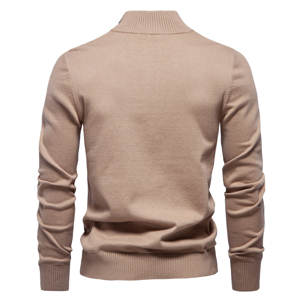 Winter-Rollkragenpullover aus Baumwolle mit Stehkragen, gerippter Business-Streifen für Herren | SW155