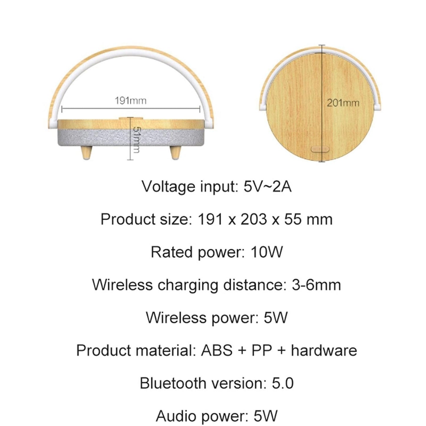 4-in-1-Nachttischlampe mit kabellosem Ladegerät, dimmbarem LED-Bluetooth-Lautsprecher, Telefonhalter und Nachtlicht als Geschenk | Ezvalo