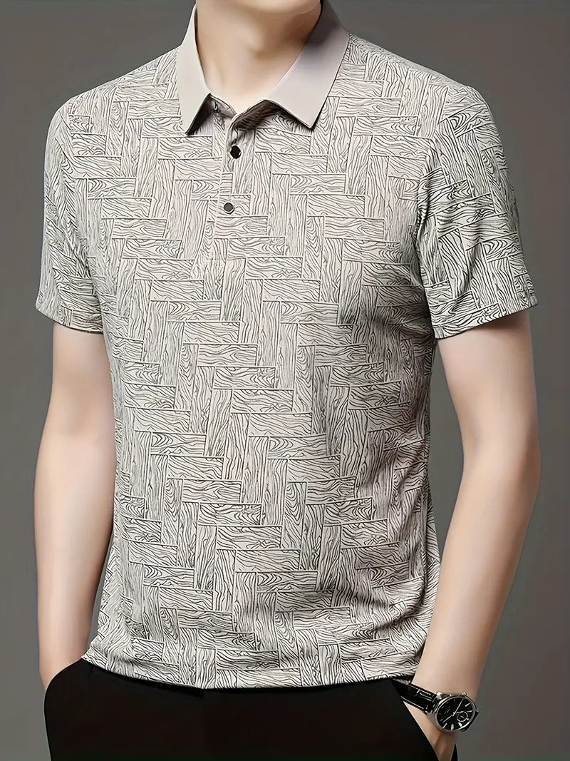 Leichtes Sommer-Golfhemd für Herren, lässiges Button-Up-Kurzarmhemd | Q135