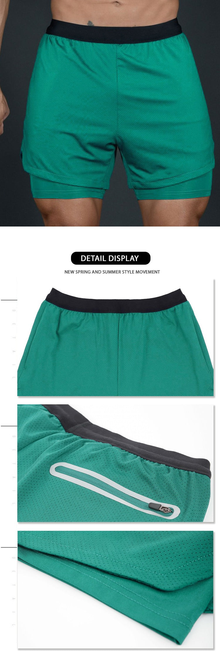 Atmungsaktive, schnell trocknende Basketball-Shorts für Herren, hochelastisch, Trainingsshorts mit Innentaschen, Turnshorts | DK45