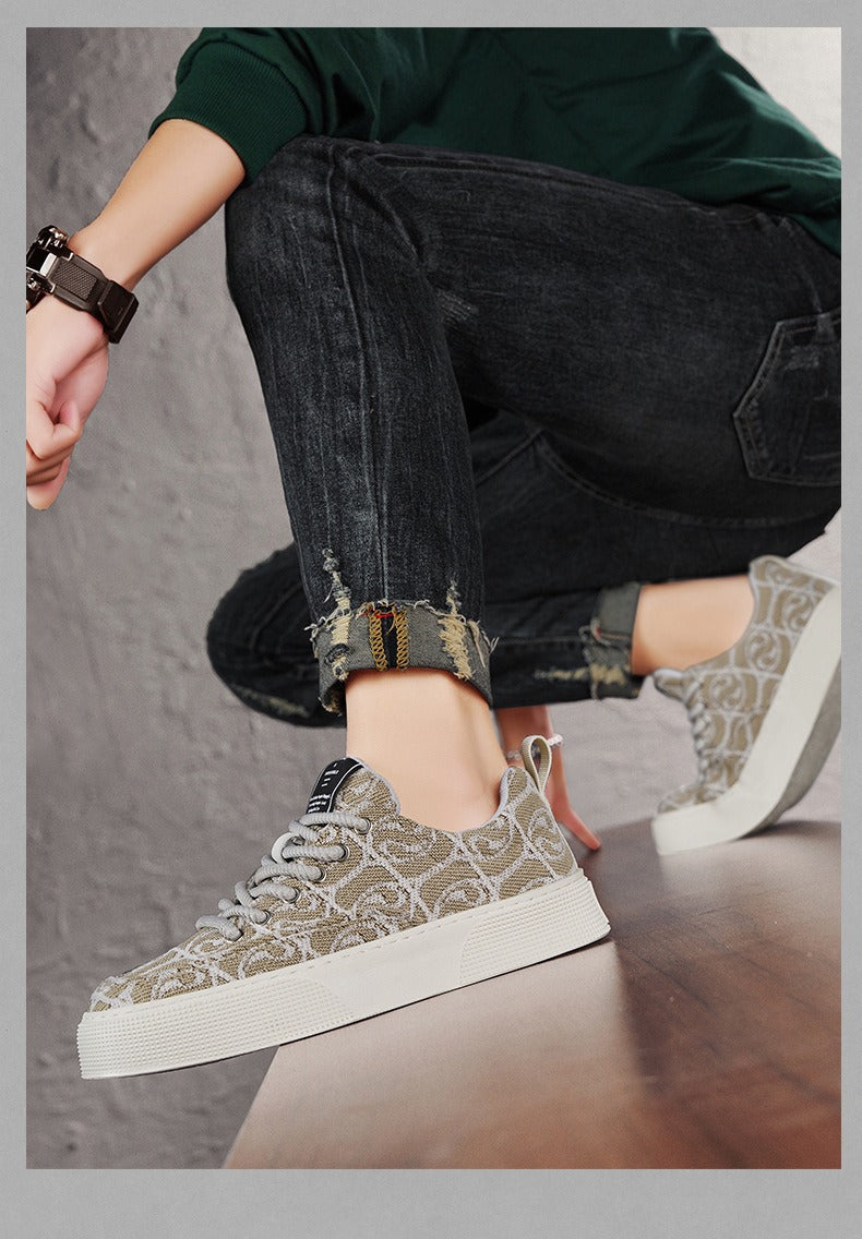 Herren Freizeitschuhe aus besticktem Stoff, niedrige Sneakers, weiche Sohle, trendige Sportschuhe | T24