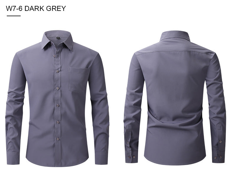 Herren Elastizität Formelles Hemd Langarm Hochzeit Slim Fit Bügelfreie Hemden Top | W7