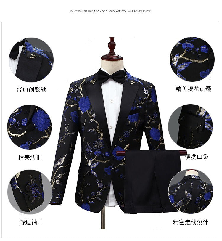 Herren Jacquard Anzug Business Hochzeit Party Smoking Kleid Blazer Hose Slim Fit Smoking | 1003