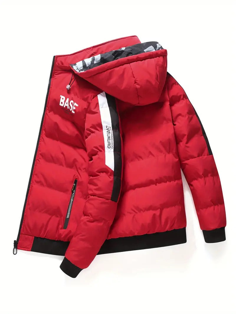 Herren Pufferjacke mit Kapuze, lässige Regular Fit Wintermantel Daunenjacke | 2021/TL