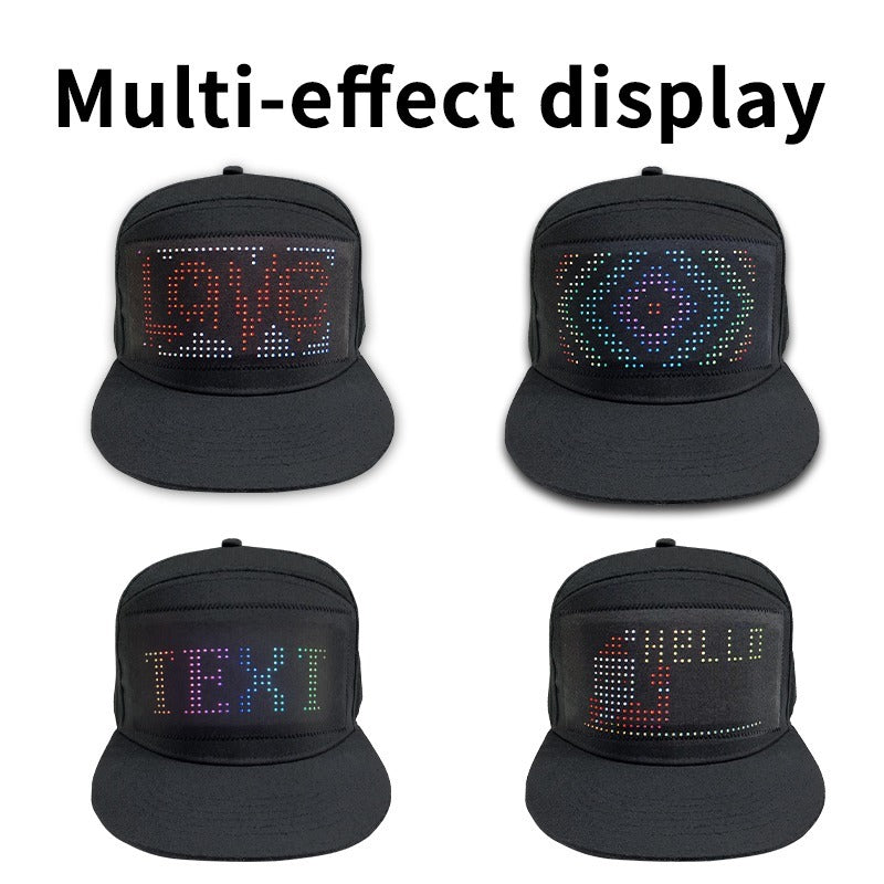 App-gesteuerte LED-Kappe Bluetooth Vollfarbdisplay Nachricht Wiederaufladbarer Hut Cooles Partykostüm | HMZ-005