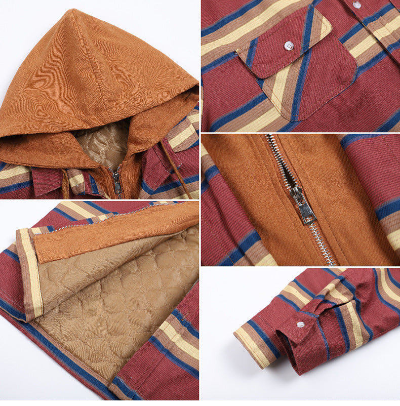 Herren-Flanelljacke mit Kapuze und Karomuster, leichte Thermo-Hemdjacke mit Reißverschluss für Herbst und Winter – gemütliche und weiche Oberbekleidung | SY0004
