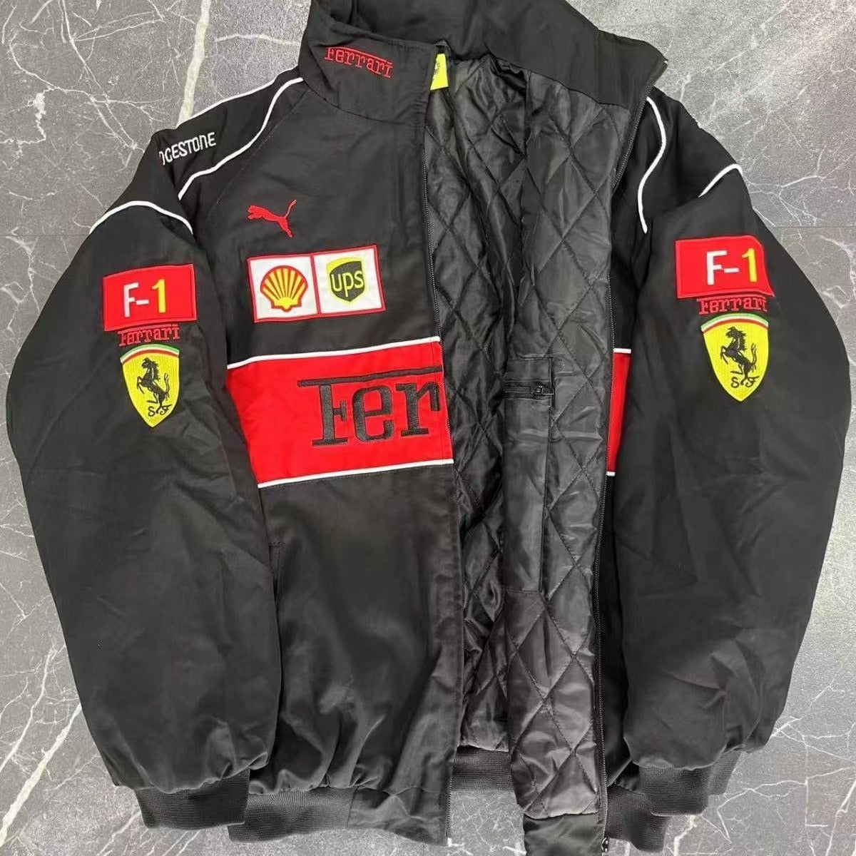 F1 Ferrari bestickte Rennanzugjacke im Retro-Stil, Motorradjacke für Frühling und Herbst | AL776286320703