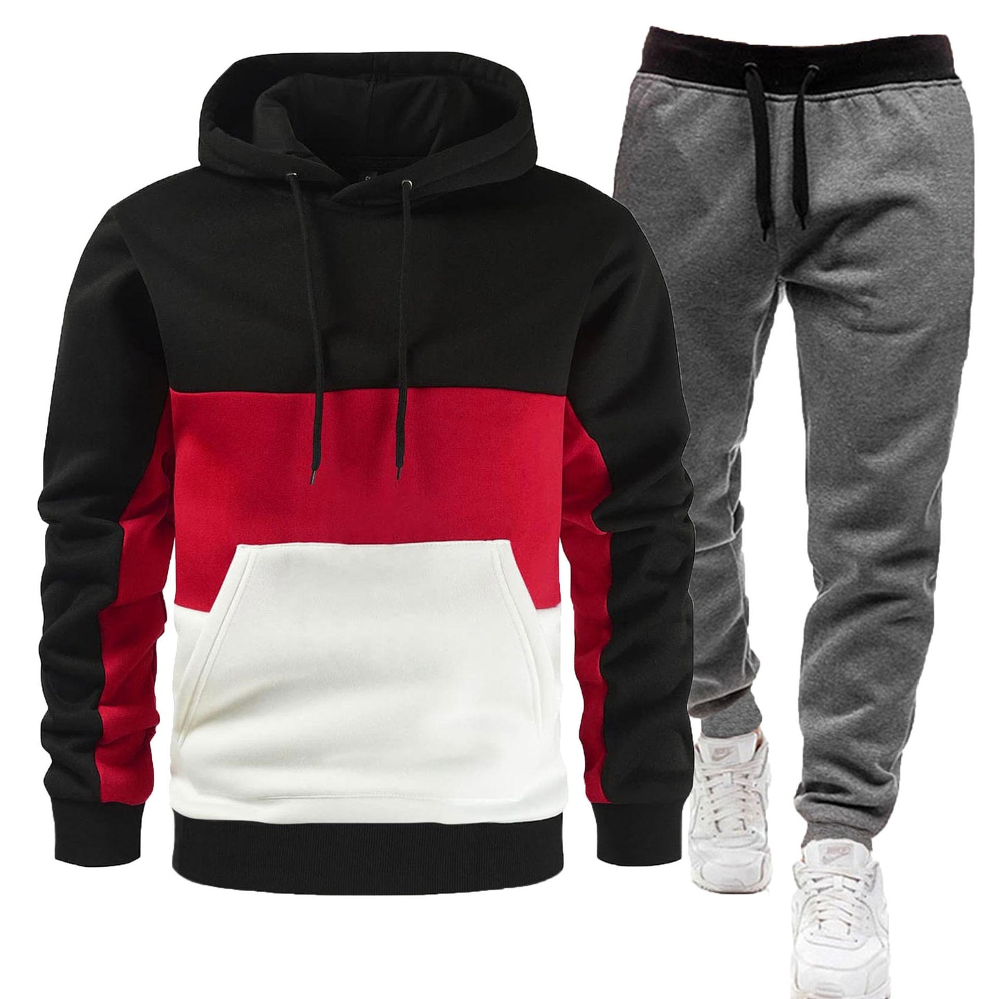 Hochwertiger Herren Freizeitanzug mit Kapuze, warm, vielseitig, 2-teiliger Sportanzug | SY001