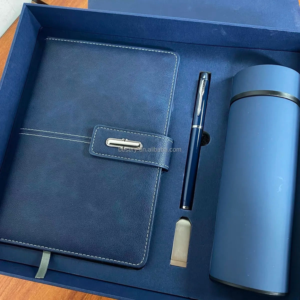 Premium A5 Notizbuch Geschenkset mit Stift USB-Stick & Thermobecher Geschenkset | 11111