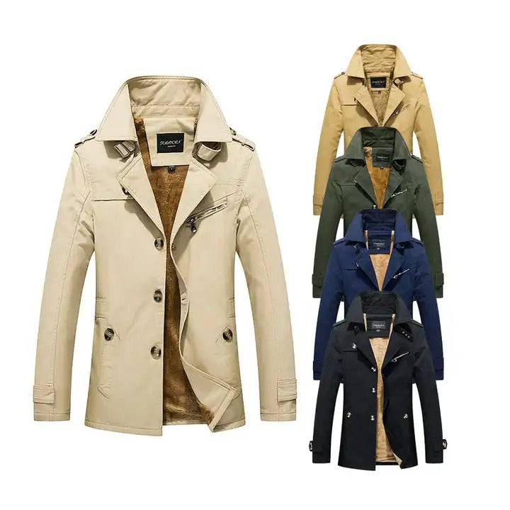 Herrenjacke Warmer Winter Trenchcoat Business Casual Smart Button Windbreaker Blazer