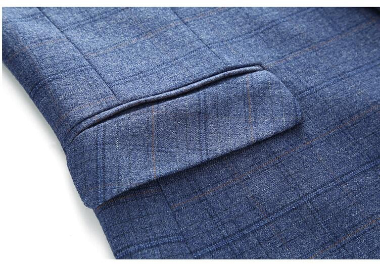 Dreiteiliger Anzug im britischen Stil für Herren, Business Casual, kariert, für Bräutigam und Hochzeitskleid, schmale Anzüge | 6835