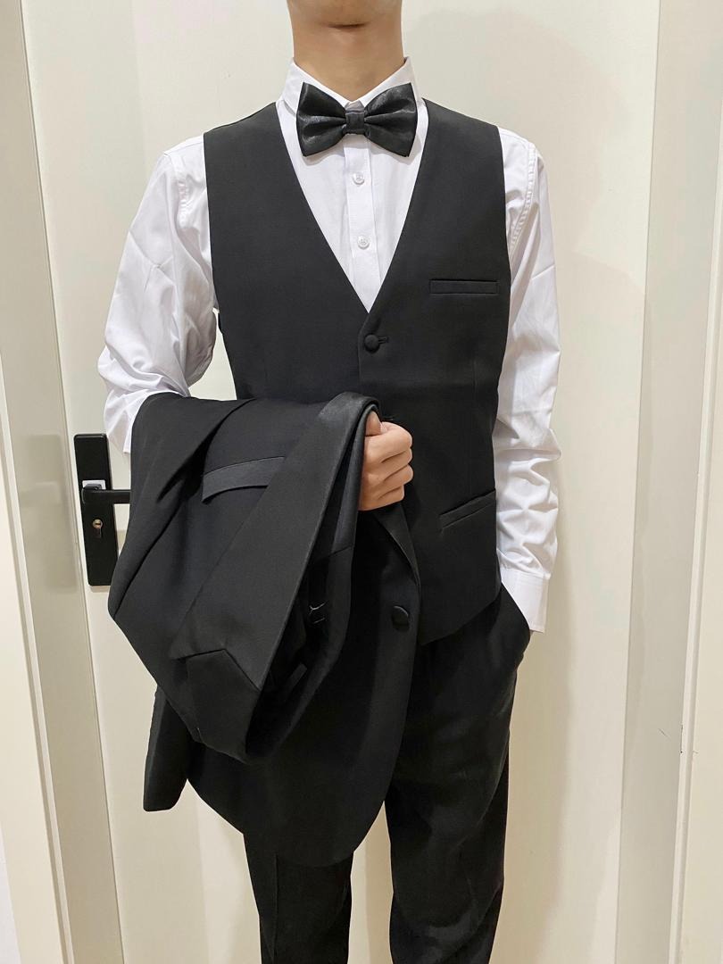 3-teiliger Herrenanzug mit Kragen für Hochzeitsfeiern und formelle Smokings, Jacke mit Hose, Weste, Anzug-Sets | 701