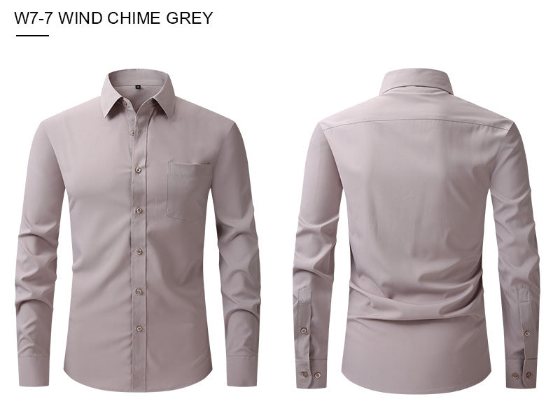 Herren Elastizität Formelles Hemd Langarm Hochzeit Slim Fit Bügelfreie Hemden Top | W7