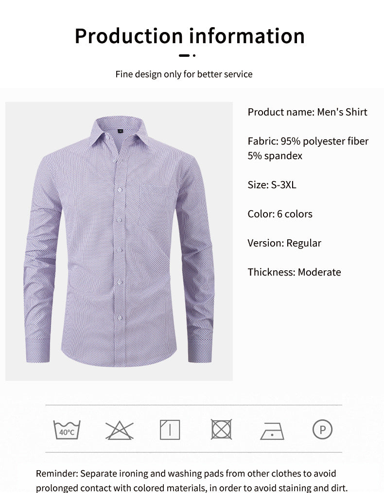 Herrenhemden Langarm Elastisch Falten Formelle Business Camisas Shirts | A7