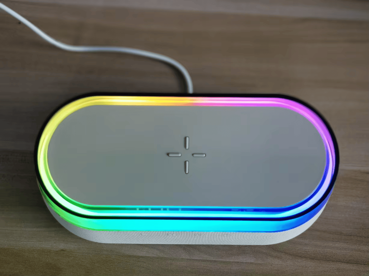 Nachttisch-Radiowecker mit kabellosem Laden und Nachtlicht Modernes All-in-One-Design | S39W