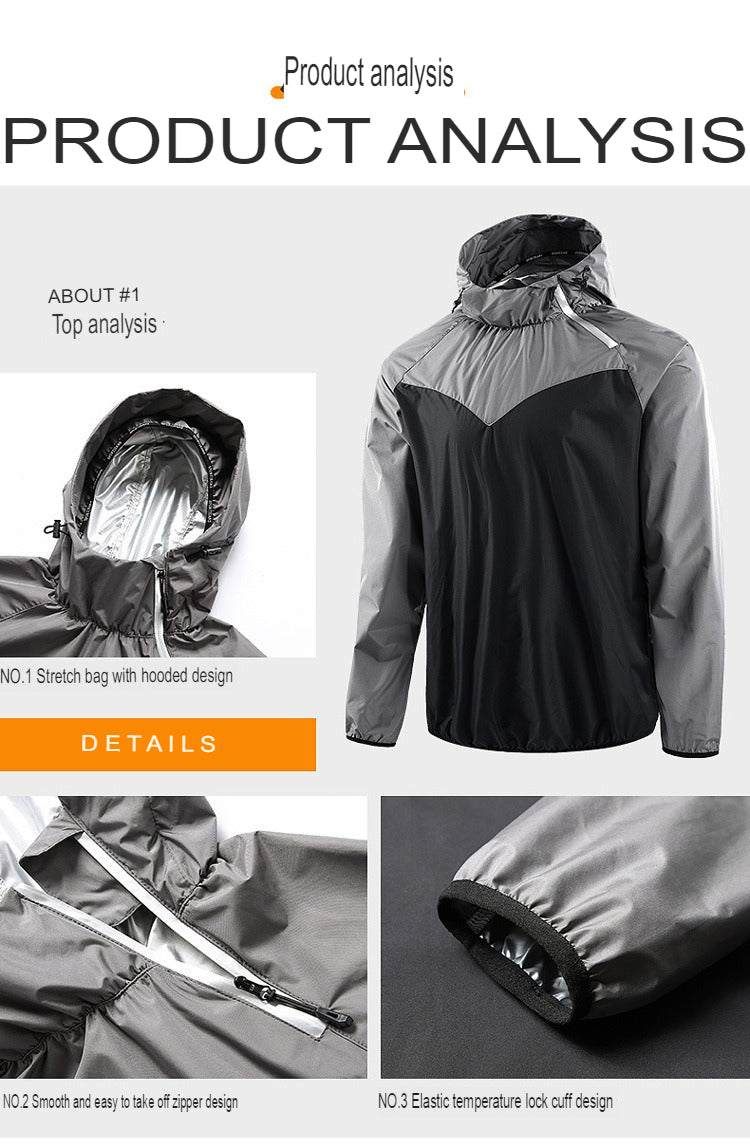 Herren Laufpullover Zweiteiliges Set Gewichtsverlust Kontrolle Körperfett Sauna Schwitzanzug | YJ9681