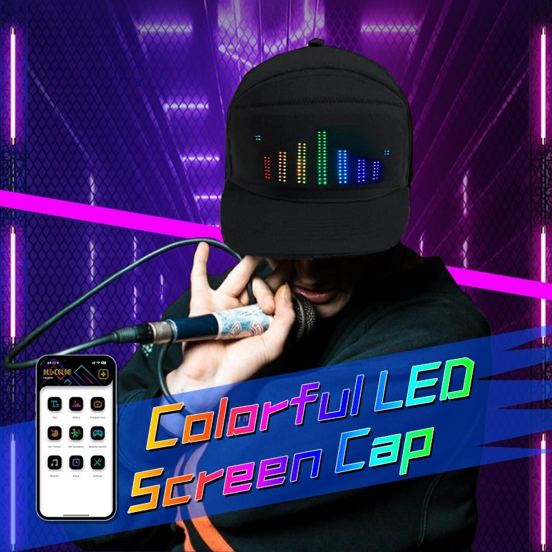 App-gesteuerte LED-Kappe Bluetooth Vollfarbdisplay Nachricht Wiederaufladbarer Hut Cooles Partykostüm | HMZ-005