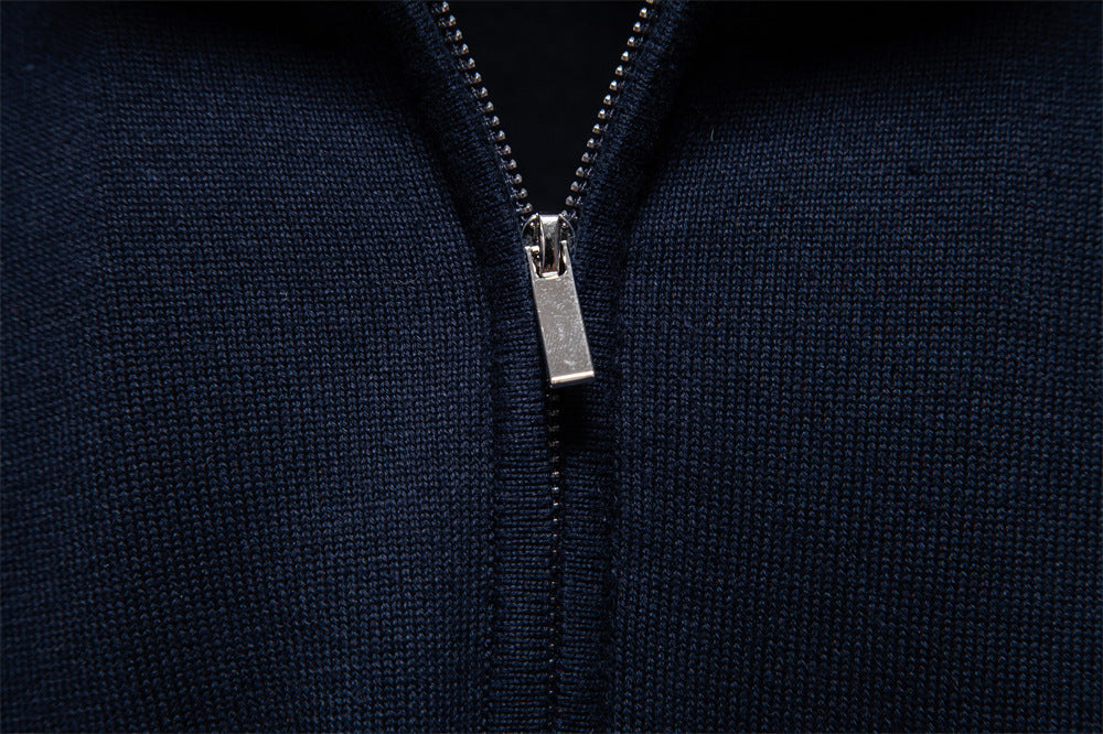 Herren-Pullover aus Baumwolle mit Viertelreißverschluss – Poloshirt aus einfarbigem Strick mit Stehkragen | ZSW-03