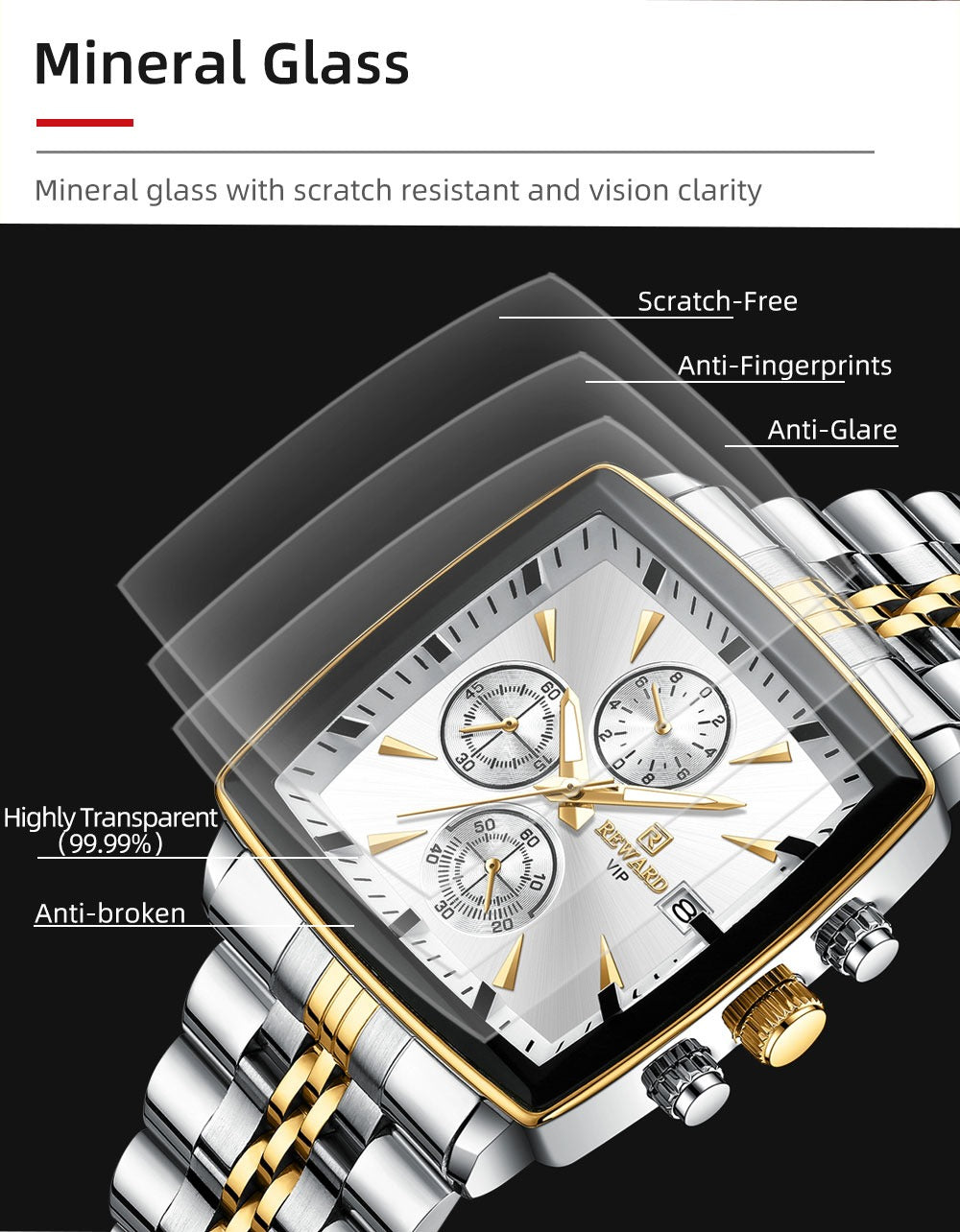 Herrenuhren Quarz Luxus Business Leuchtzeiger Wasserdichte Uhr | RD81100M