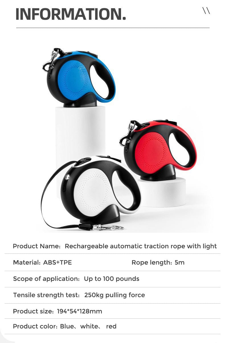 Hundeleine Haustierbedarf Luxus Einziehbare Anti-Rutsch Hundeleine für Spaziergänge mit LED-Licht | DL-058