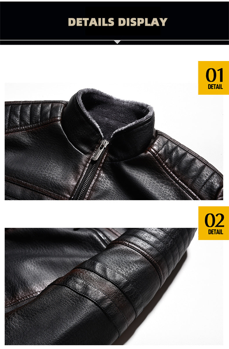 Winterlederjacke aus Europa und den USA, verdicktes Kunstpelz, Plüsch, Wärme, Retro-Simulation, Lederstrukturjacke | KH-209