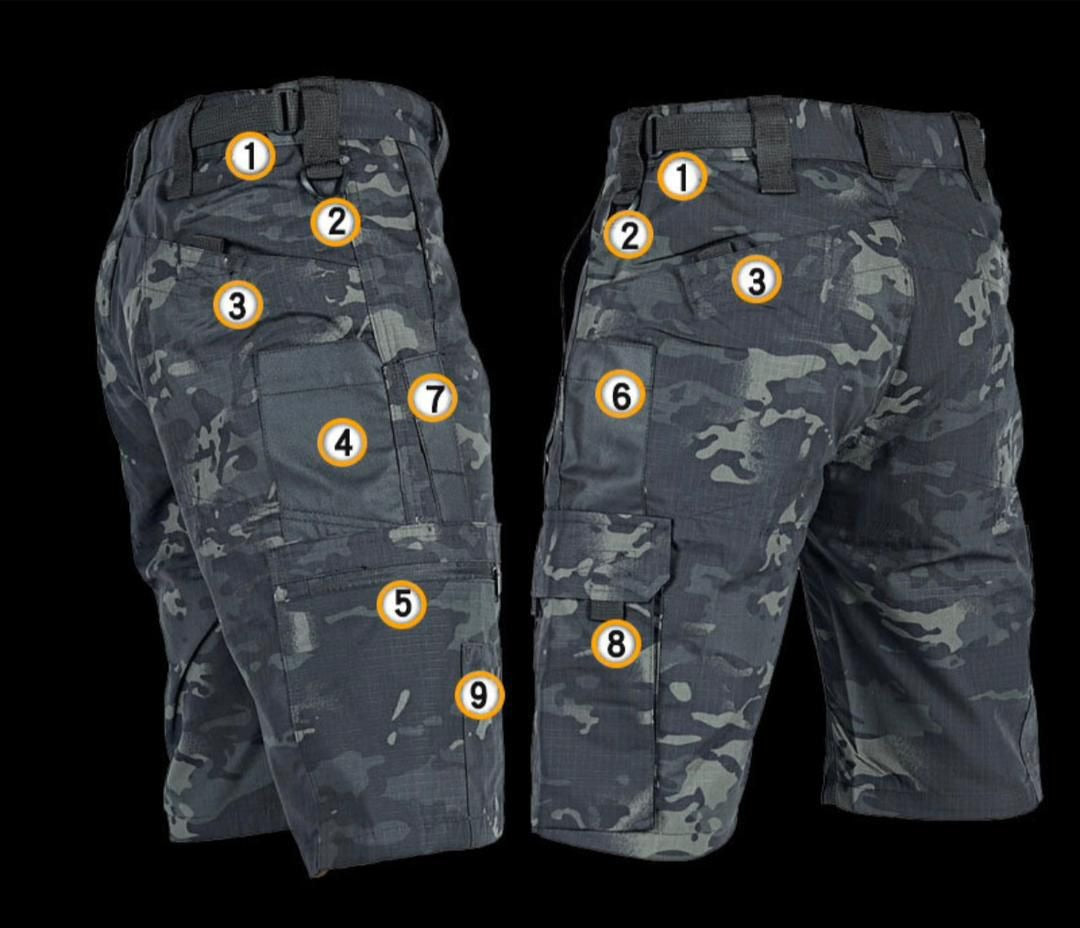 Herren Cargo-Arbeitsshorts mit mehreren Taschen für Outdoor-Lauftraining, Wandershorts, wasserdichte taktische Hose | RSP01