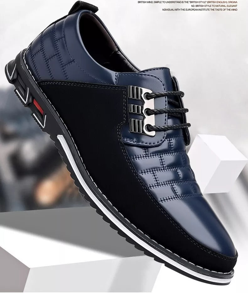 Herren-Derby-Schuhe im britischen Stil mit Karomuster, rutschfeste Leder-Loafer, Mokassins, Hochzeitsschuhe |