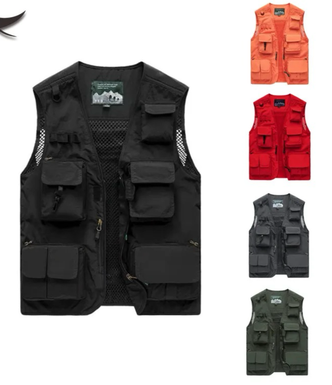 Herren Multi Taschen Cargo Weste Angeln Pullover Für Klettern Camping Wandern Sommer Weste Top