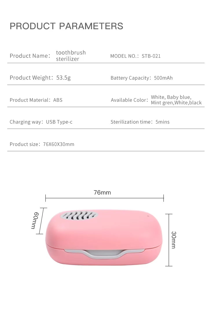 Mini-UVC-Zahnbürsten-Sterilisatorbox Tragbare Hygienelösung für keimfreie Bürsten | STB-021