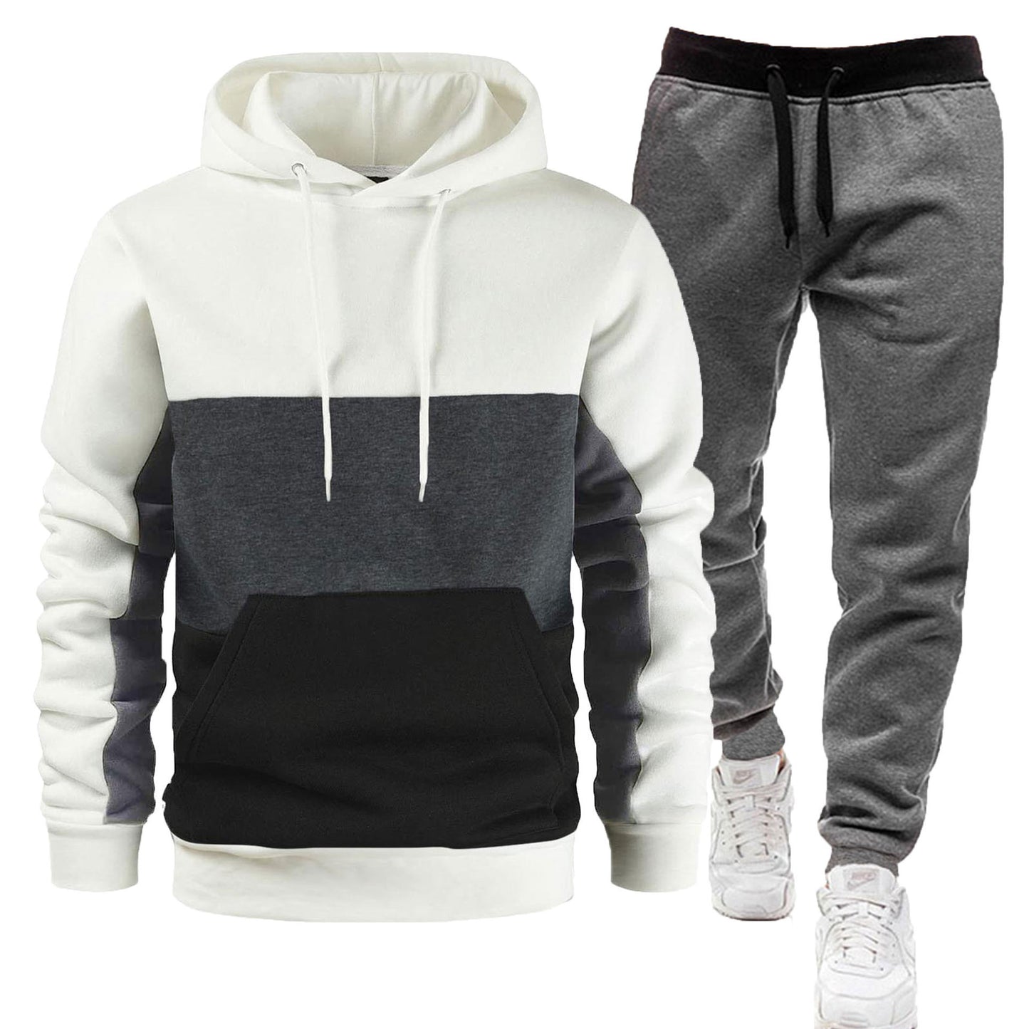 Hochwertiger Herren Freizeitanzug mit Kapuze, warm, vielseitig, 2-teiliger Sportanzug | SY001