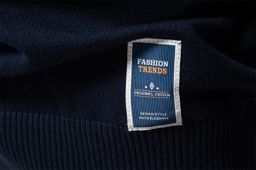 Herren-Pullover aus Baumwolle mit Viertelreißverschluss – Poloshirt aus einfarbigem Strick mit Stehkragen | ZSW-03