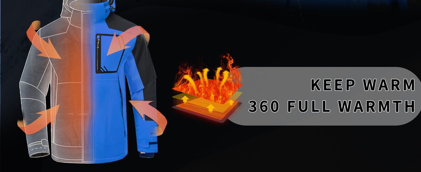 Wasserdichte Skijacke für den Winter, warme Fleecejacke für den Außenbereich, wasserabweisend, Windjacke, Kapuzenjacke, Übermantel | TJ153
