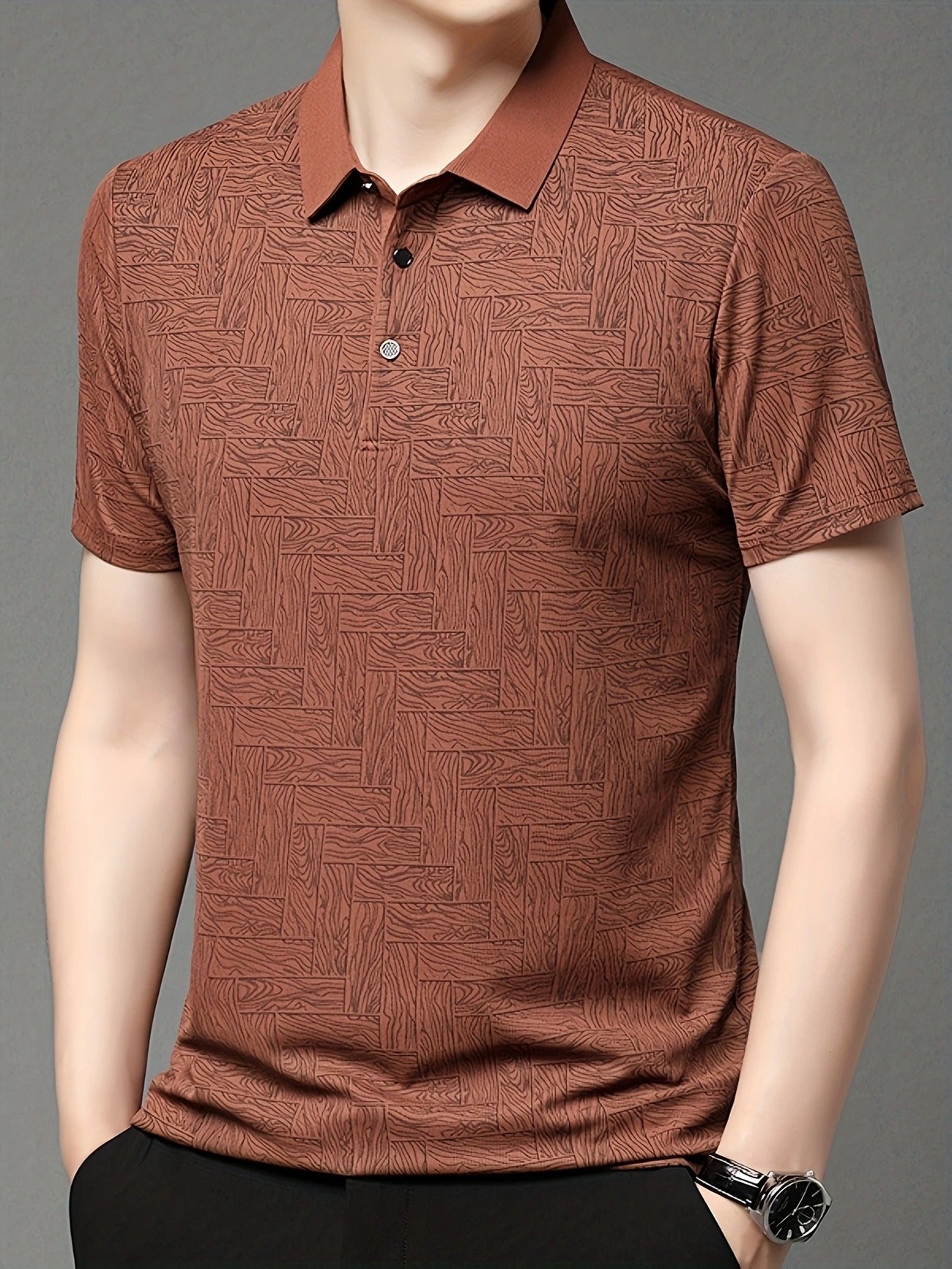 Leichtes Sommer-Golfhemd für Herren, lässiges Button-Up-Kurzarmhemd | Q135