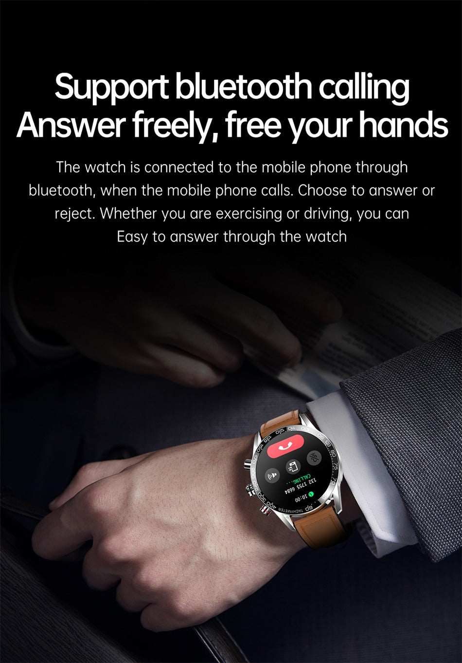 Herren-Smartwatch mit AMOLED-HD-Bildschirm und Bluetooth-Anruffunktion | BW0408